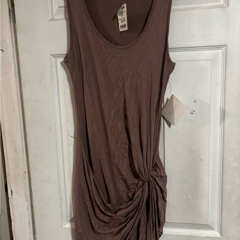 Stella Luce Asymmetrical Dress in Brown